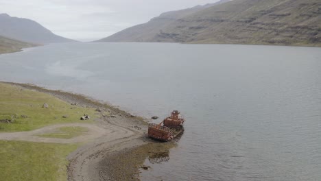 abandoned wwii us navy lcm shipwreck at mjoifjordur, iceland