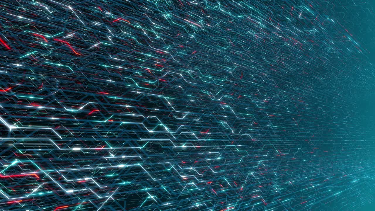 4K seamless loop abstract futuristic electronic circuit board.