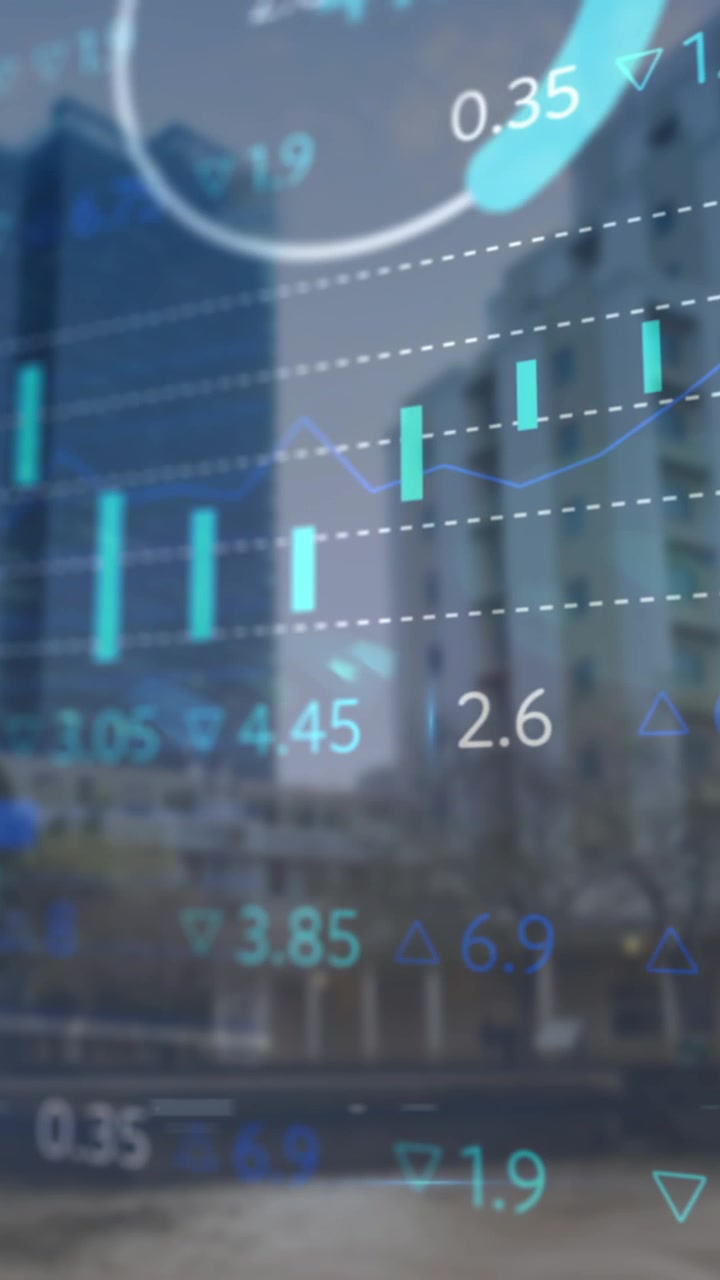 Animazione dell'elaborazione dati su un paesaggio urbano