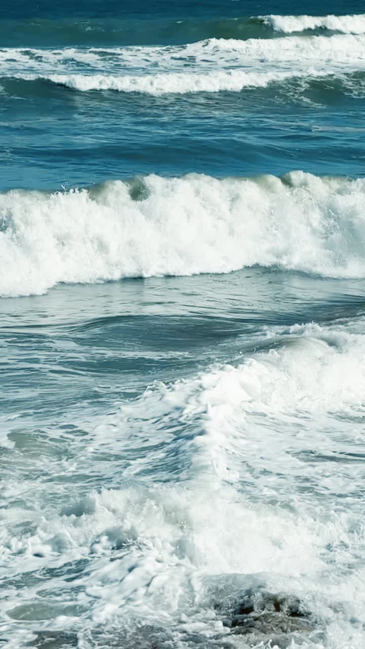 Ocean Waves Crashing and Foaming on the Shore