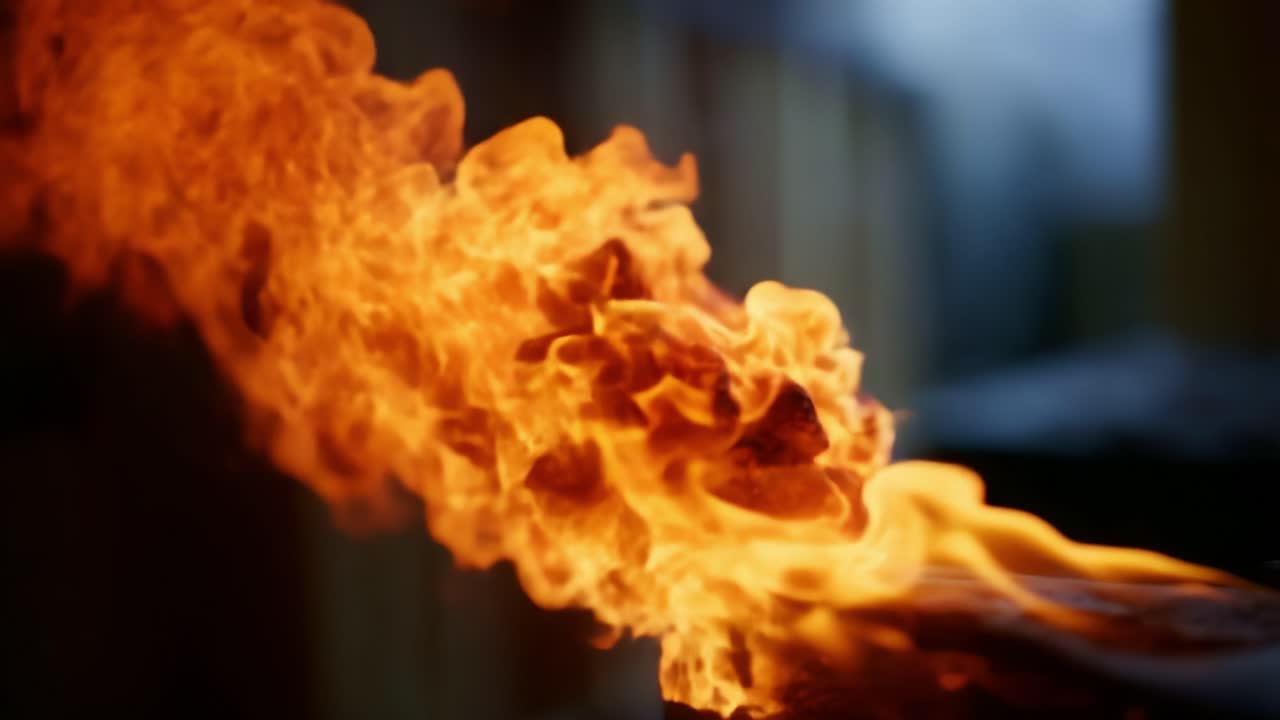 Fiamme affascinanti catturate in movimento: una straordinaria rappresentazione visiva della danza del fuoco in un'intensa ed infuocata dimostrazione di energia e calore naturali