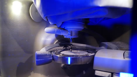 automated dental machine. highly productive automated dental milling machine working. close-up.