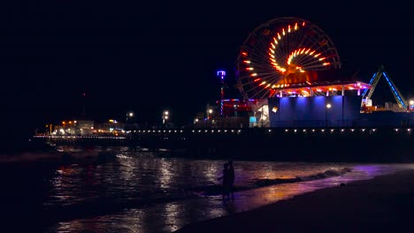 nighttime view of the santa monica pier