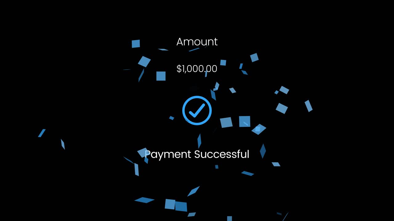 Digital Payment Successful Animation with Exploding Squares
