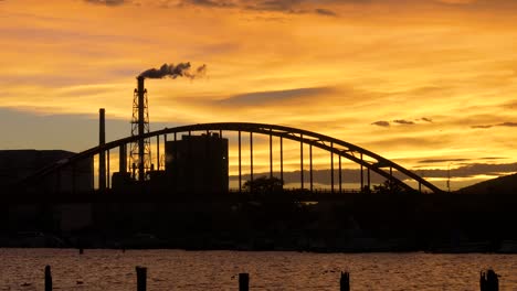 silhouette of a bridge in takaoka toyama japan