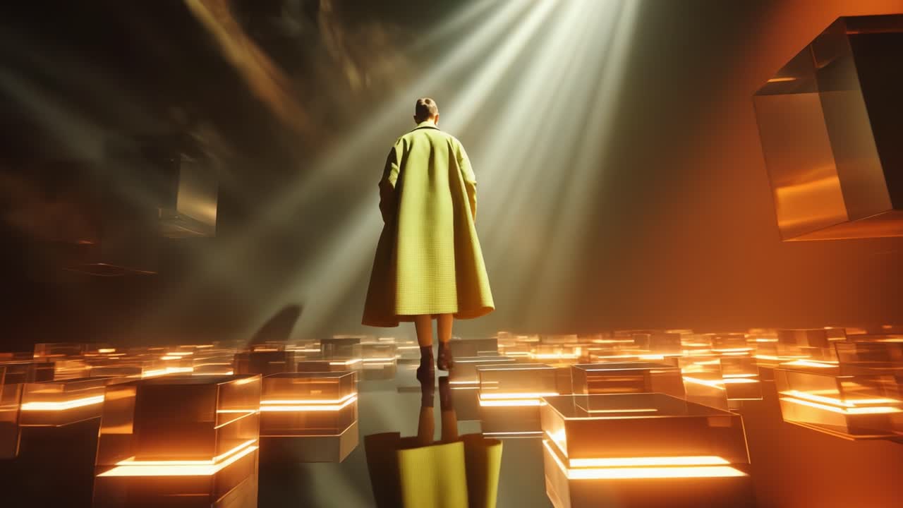 Abstract person in futuristic setting