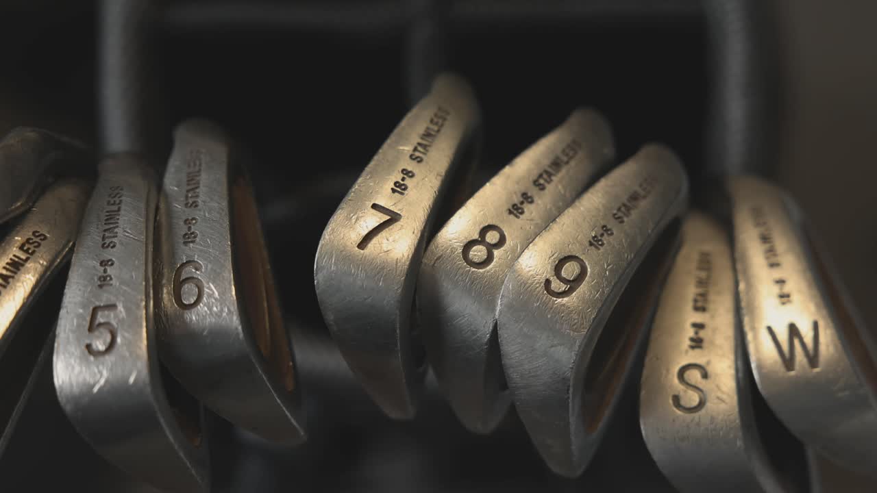 Close-up of a Set of Golf Irons