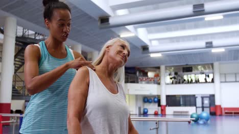 woman exercising with a prosthetic leg