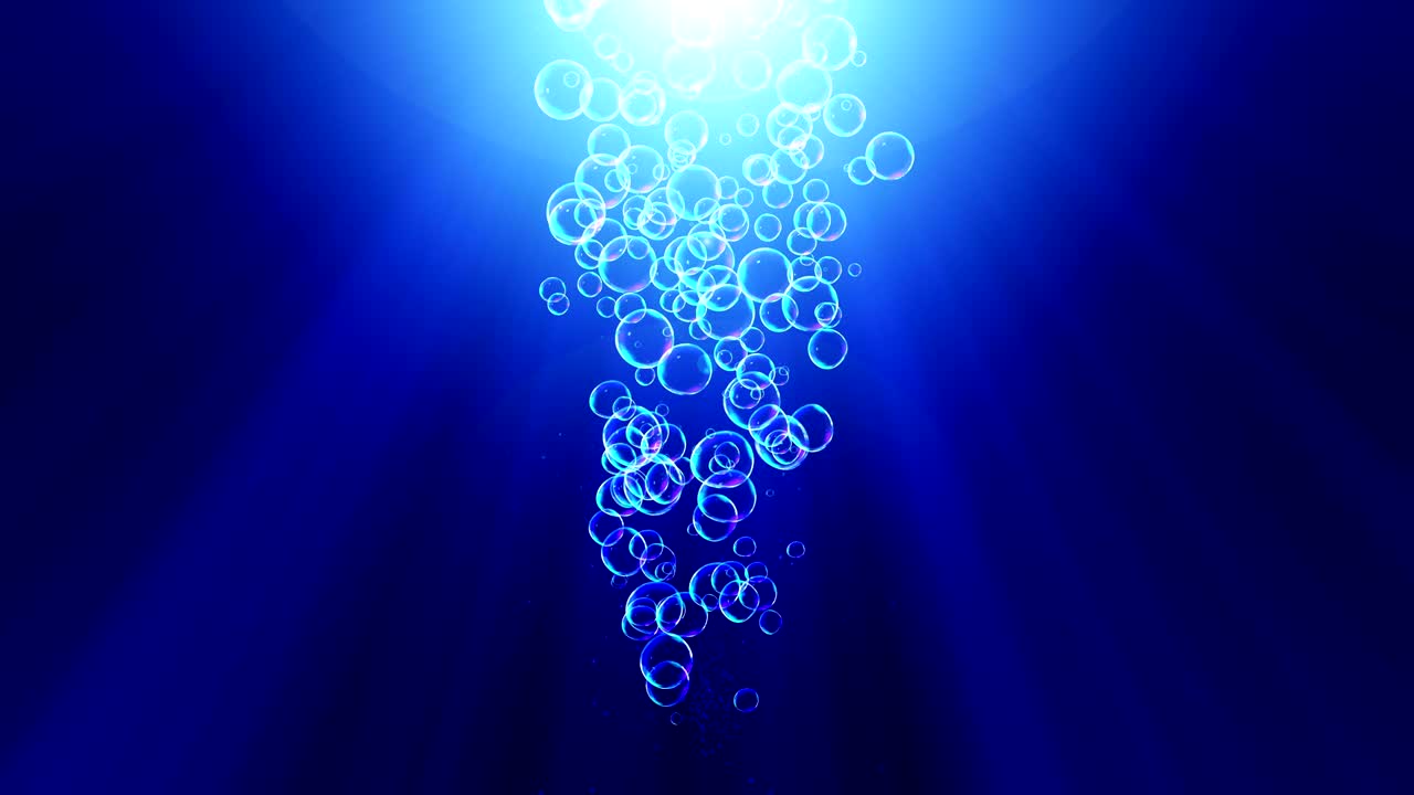 파란 바탕에 무지개 거품