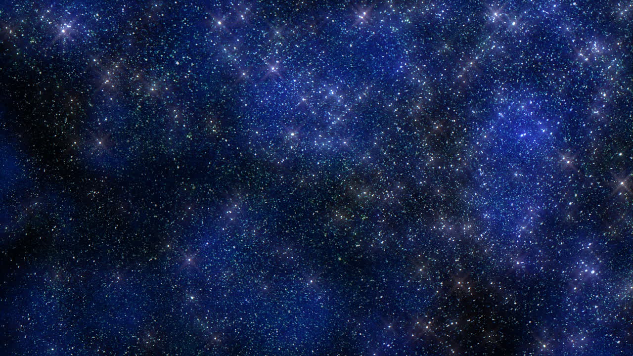 A serene night sky featuring a deep blue background adorned with shimmering stars