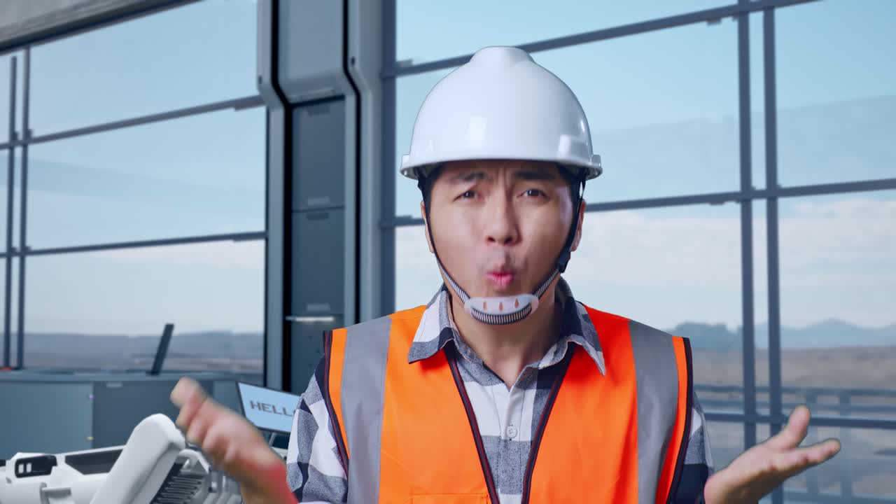 현대 산업 환경에 대한 좌절감을 표현하는 엔지니어