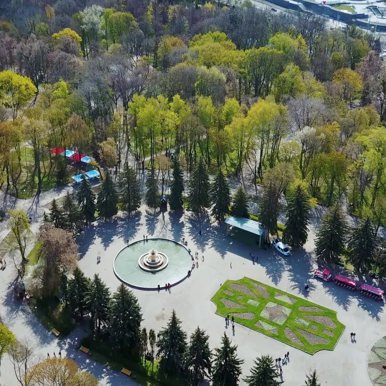 Aerial shot of city park