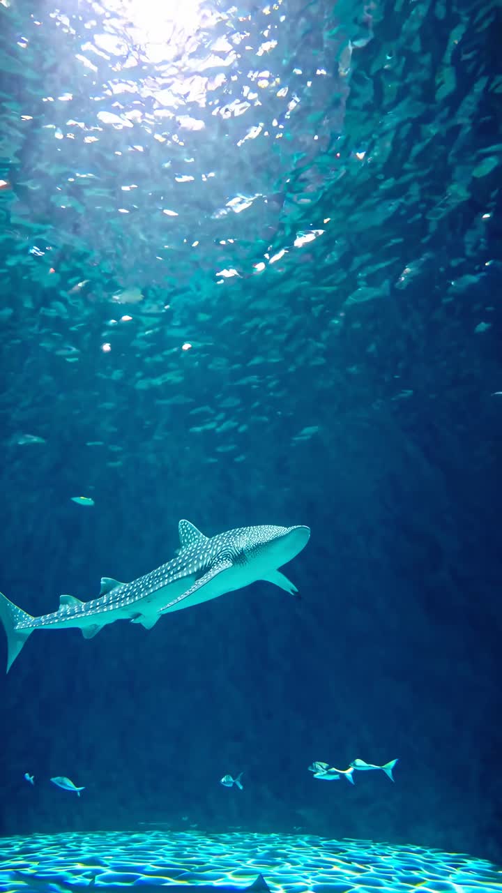 Underwater video shot of a whale shark swimming gracefully