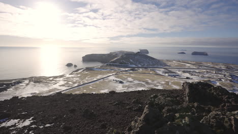 isla westman island vista desde la cima del volcán durante la puesta de sol