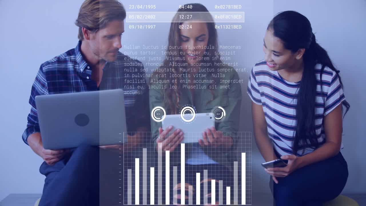 animación del procesamiento de datos en diversos amigos utilizando la tecnología