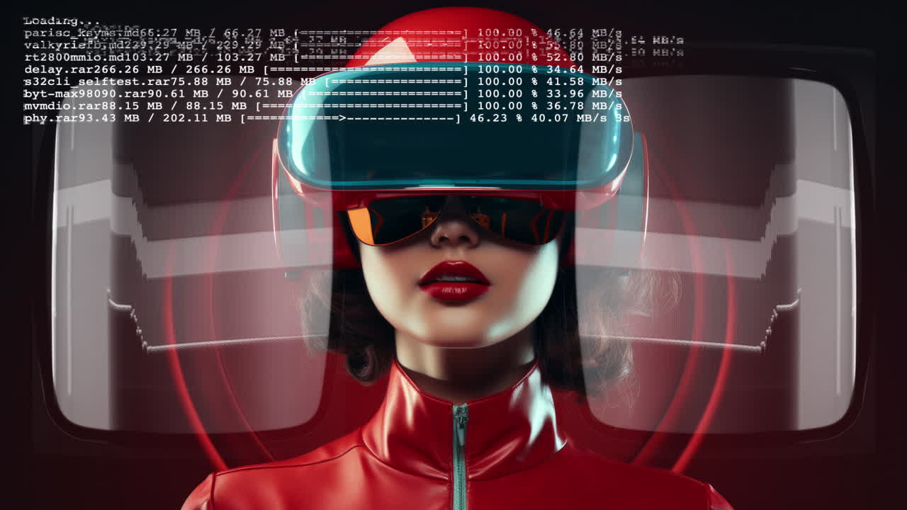 vr 헤드과 함께 여성 생성 a.i.