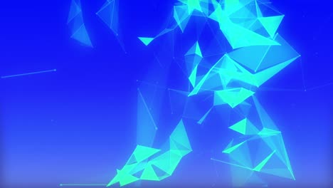 animation of light blue geometrical shapes moving on blue background