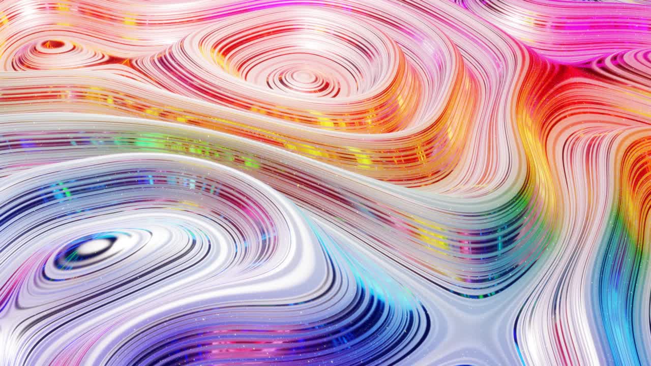 모양, 그라디언트 색상 및 흐름 파동이있는 액체의 아름다운 iridescent 파동 표면, 무지개 반이고 매트 액체, 부드러운 부드러운 애니메이션으로 창의적인 밝은 bg.