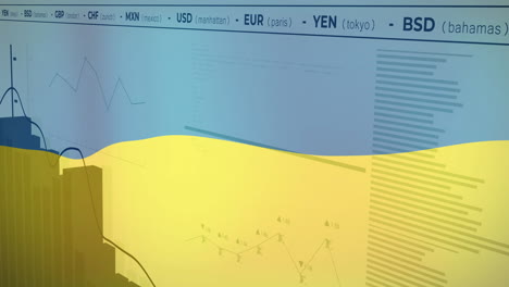 currency exchange rates and financial data animation over economic charts and graphs