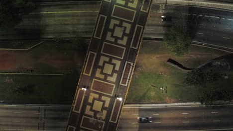 aerial view of santa efigenia viaduct at night with no one in the street, at night, sao paulo downtown, brazil