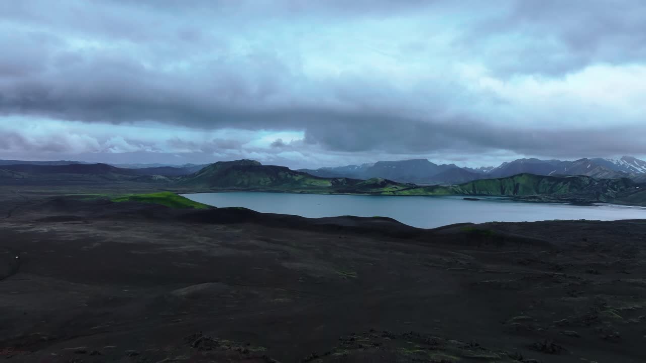 Iceland Laki volcanic lake fissure surrounding area Vatnajökull National Park, aerial nature