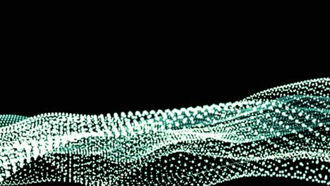 waves of white and blue particles dots seamless loop. 3d animation