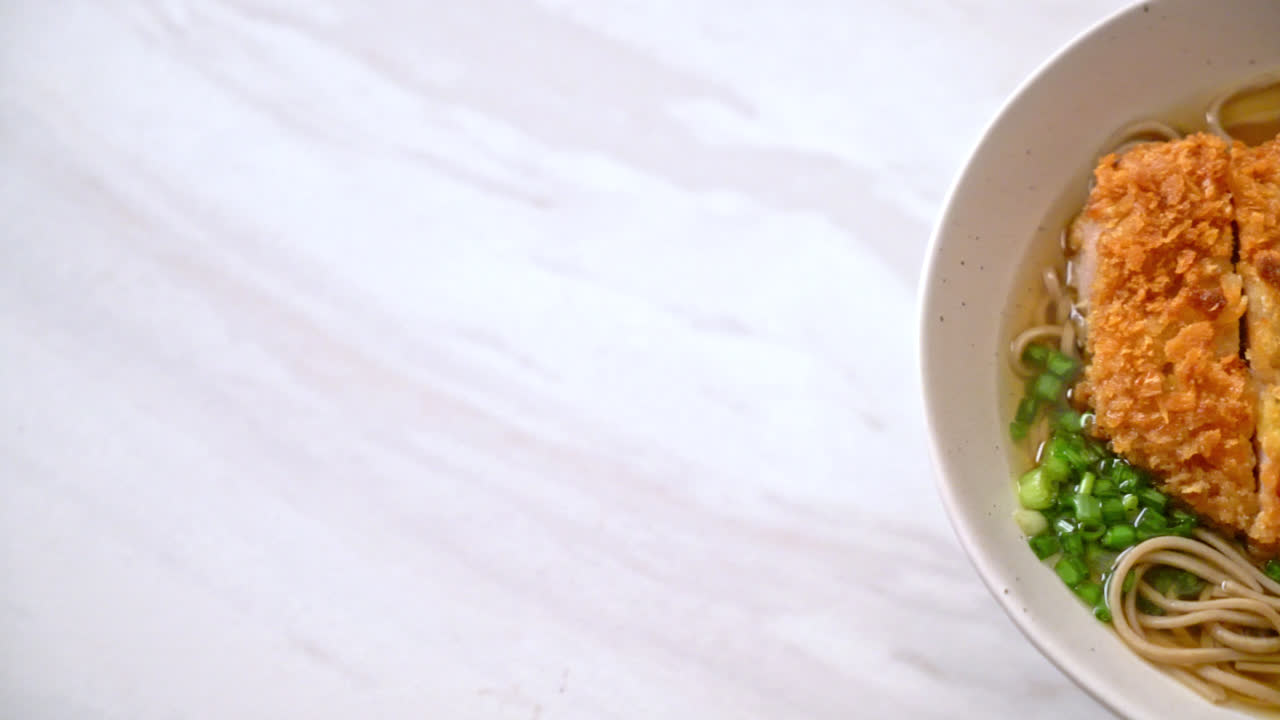 Soba ramen noodle with Japanese fried pork cutlet (tonkatsu) - Asian food style