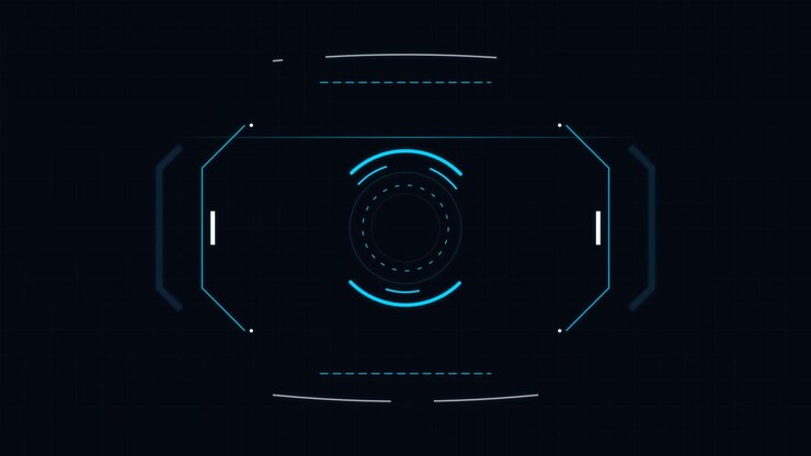 Futuristic Digital HUD Interface Animation with Rotating Circular Elements