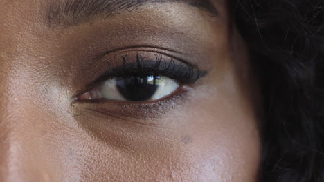 close-up-of-african-american-woman-eye-blinking-looking-at-camera