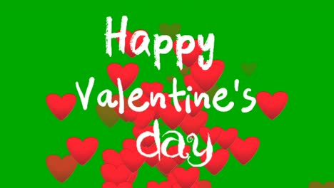 love hearts icons text happy valentines day animation cartoon on green screen background