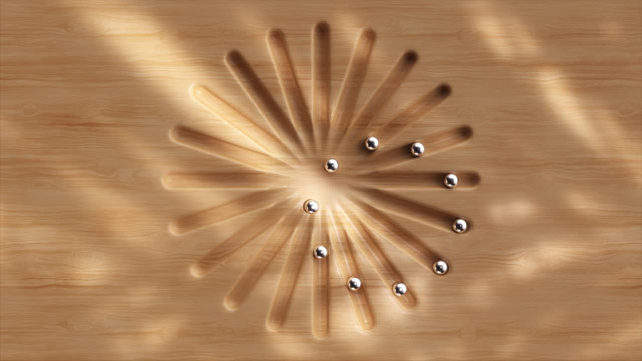 방사형 목조 디자인으로 공이 있습니다.