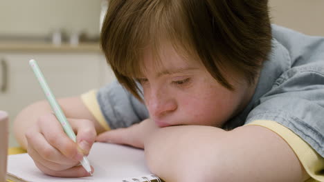 closeup of student doing math exercises