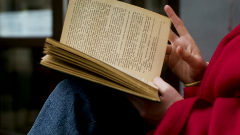 woman reading book