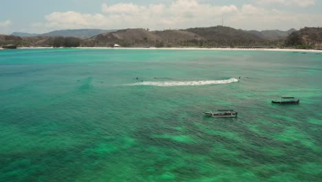 The-white-sand-beach-of-Tanjung-Aan-in-Lombok,-Indonesia-during-a-sunny-day