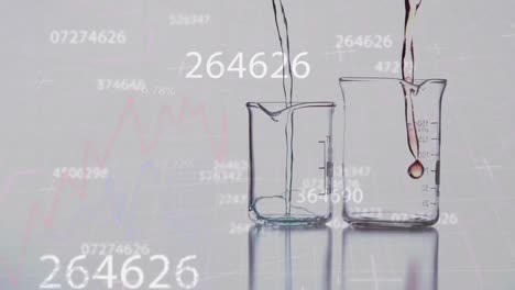 Animation-of-data-processing-over-beakers-with-liquid