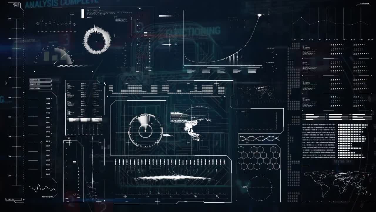 Animation of data processing and scope scanning on screen
