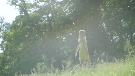 woman in yellow dress dancing gracefully in summer park