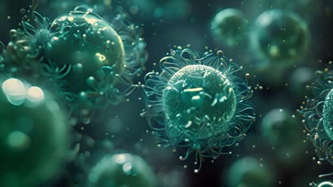 microscopic view of cells or viruses
