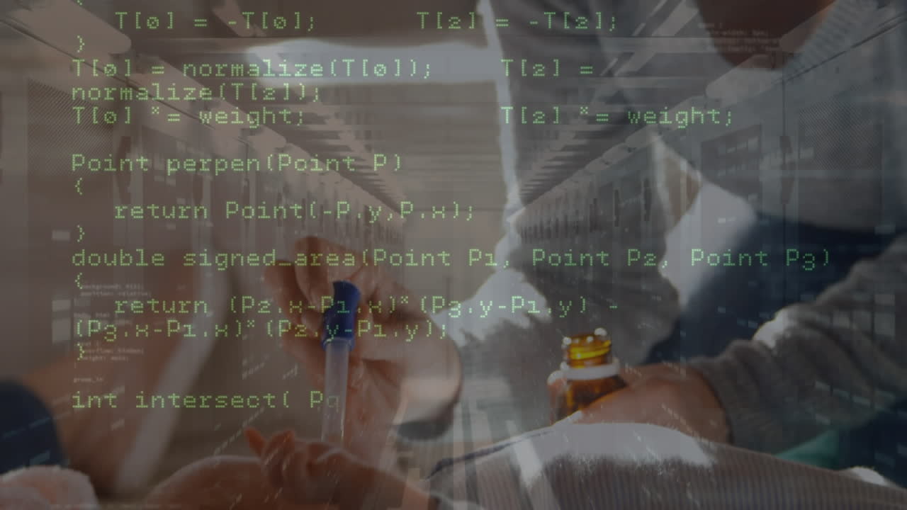 animación del procesamiento de datos sobre la madre caucásica dando medicina al niño.