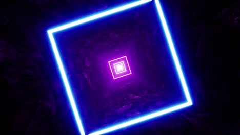 neon square light in the purple cave tunnel