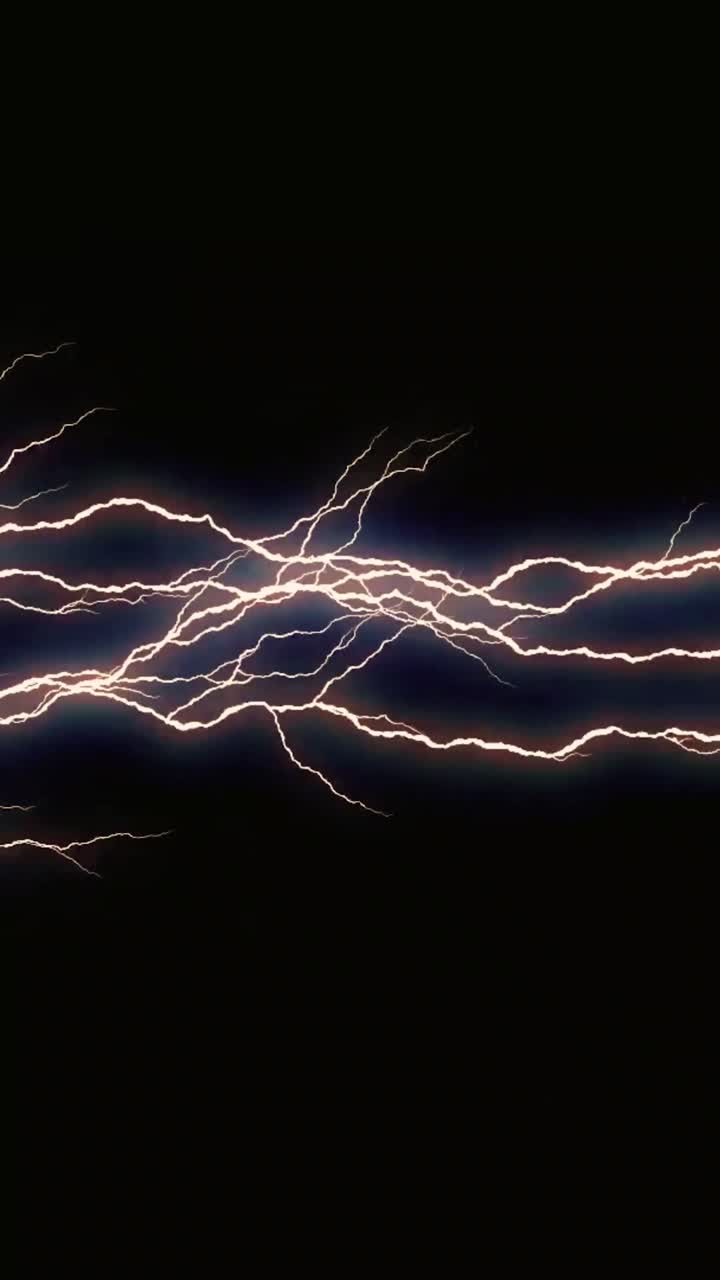 Abstract Electrical Arcs Moving on Black Background