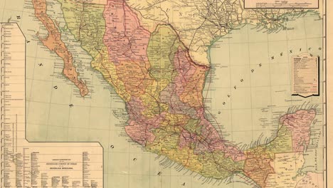 old nineteenth century map of mexican republic during pofiriato