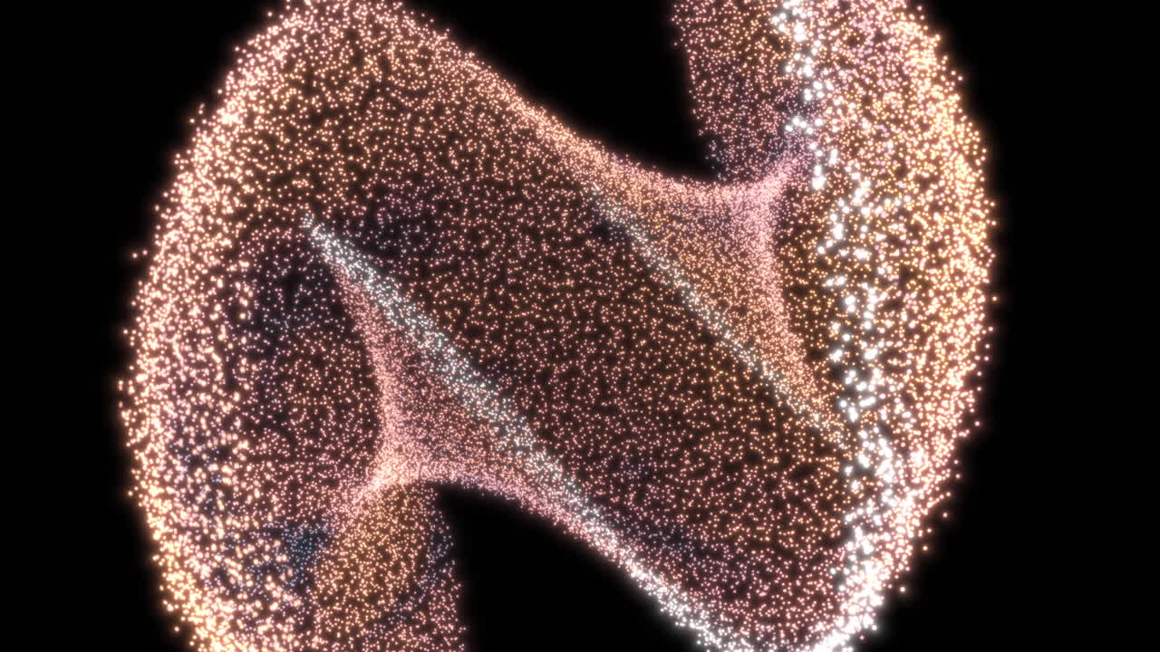 dna 나선형 구조를 형성하기 위해 퍼지는 입자로 만든 추상적인 구 - 3d 애니메이션