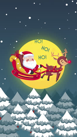 santa claus flying sleigh at night