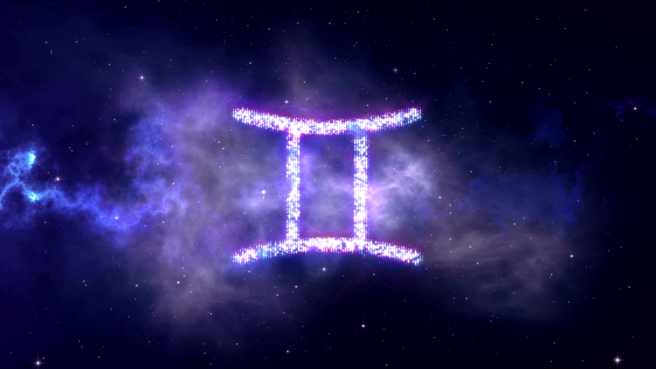 조디악 기호는 우주 배경으로 별에서 형성되는 둥이입니다.