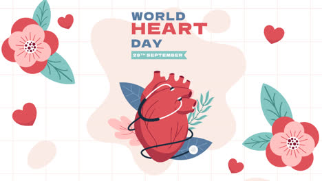 an animation of flat background for world heart day awareness