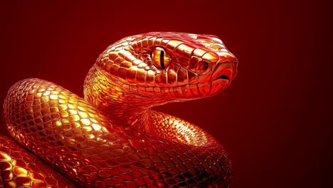 stupefacente scultura d'oro di serpente con accattivanti texture e dettagli luccicanti
