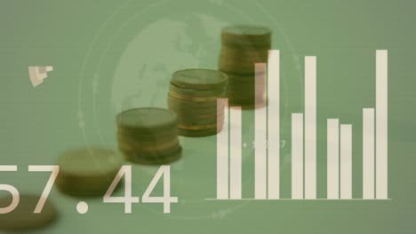 animación de datos financieros sobre las monedas