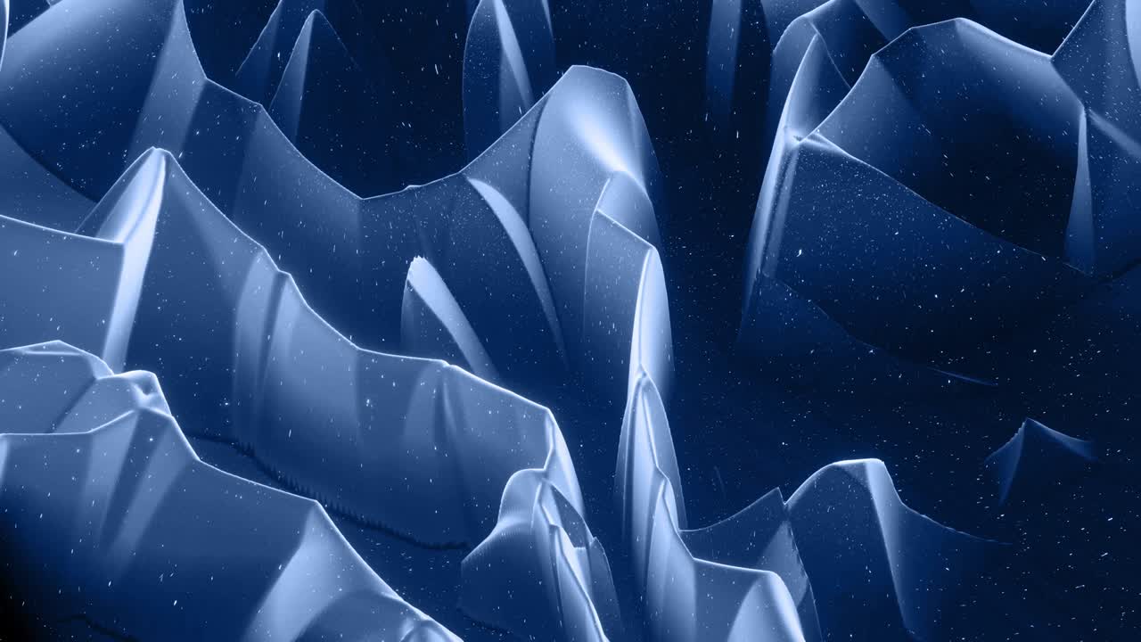 Beautiful abstract 3D surface with glitter sparkles, abstract 3d waves run on surface in loop. Black gray gradient, soft matte material with light inner glow. Smoothly 4k animation