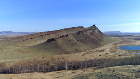 Aerial-View-of-Mountains-and-Steppe